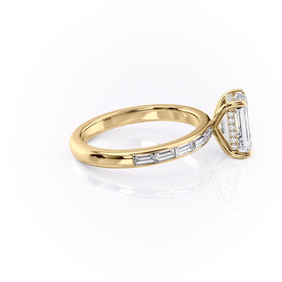 1.5 CT - 2 CT Emerald Cut Hidden Halo Channel Setting Moissanite Engagement Ring