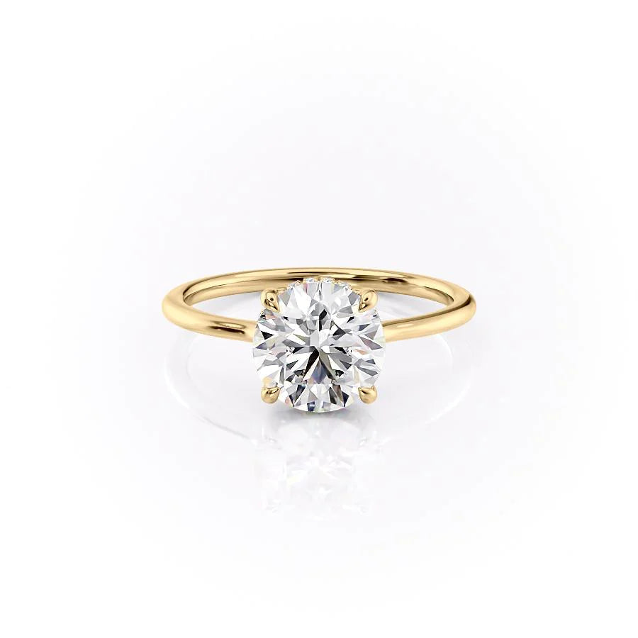1.5 CT - 2 CT Round Cut Hidden Halo Moissanite Engagement Ring
