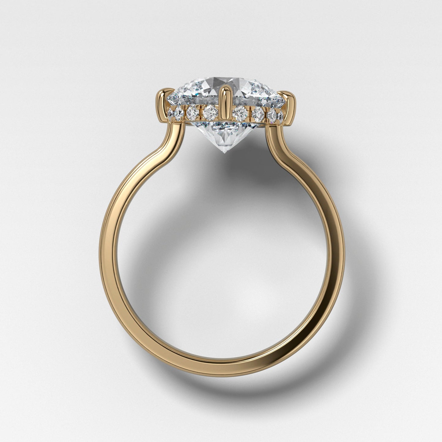 1 CT - 3 CT Round Cut Lab grown Diamond Hidden Halo Engagement Ring