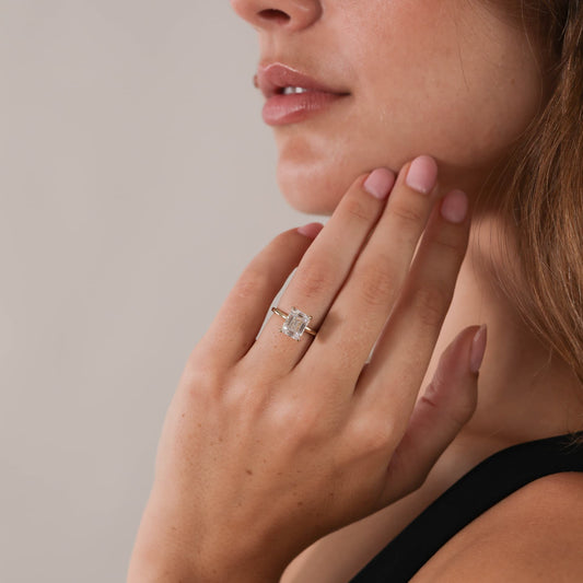 1.5 CT - 3 CT Emerald Cut Lab grown Diamond Solitaire Engagement Ring