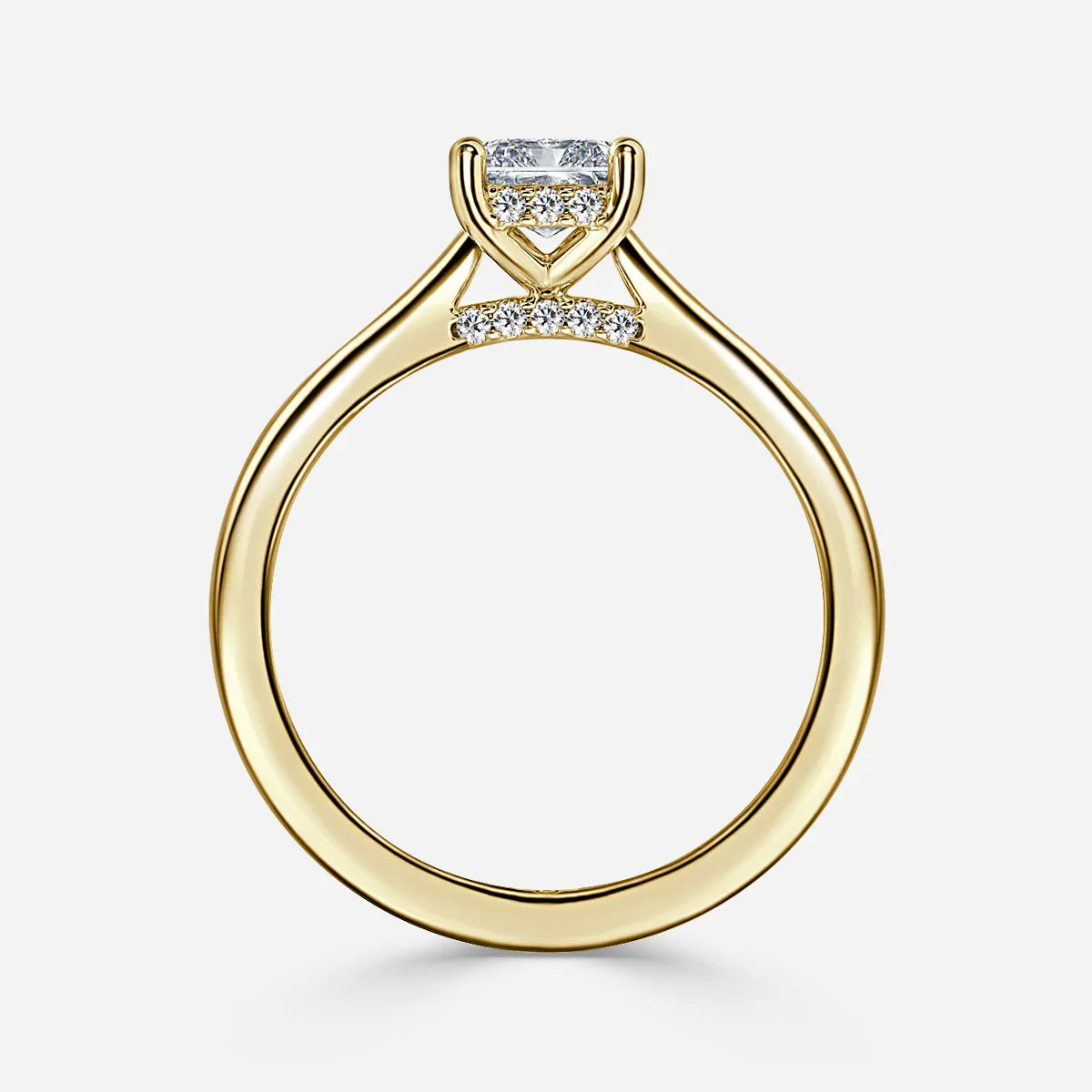 2.2 CT - 4 CT Radiant Cut Hidden Halo Moissanite Engagement Ring