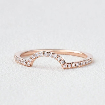 0.1 TCW Round Moissanite Curved Half Eternity Wedding Band