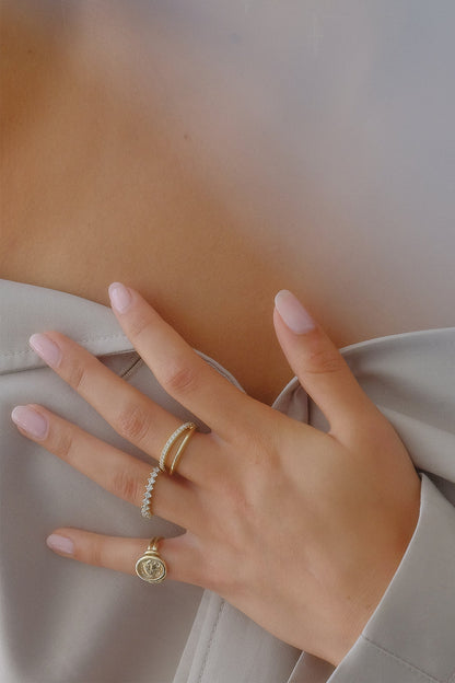 0.28 TCW Round Moissanite Double Band Half Eternity Wedding Band