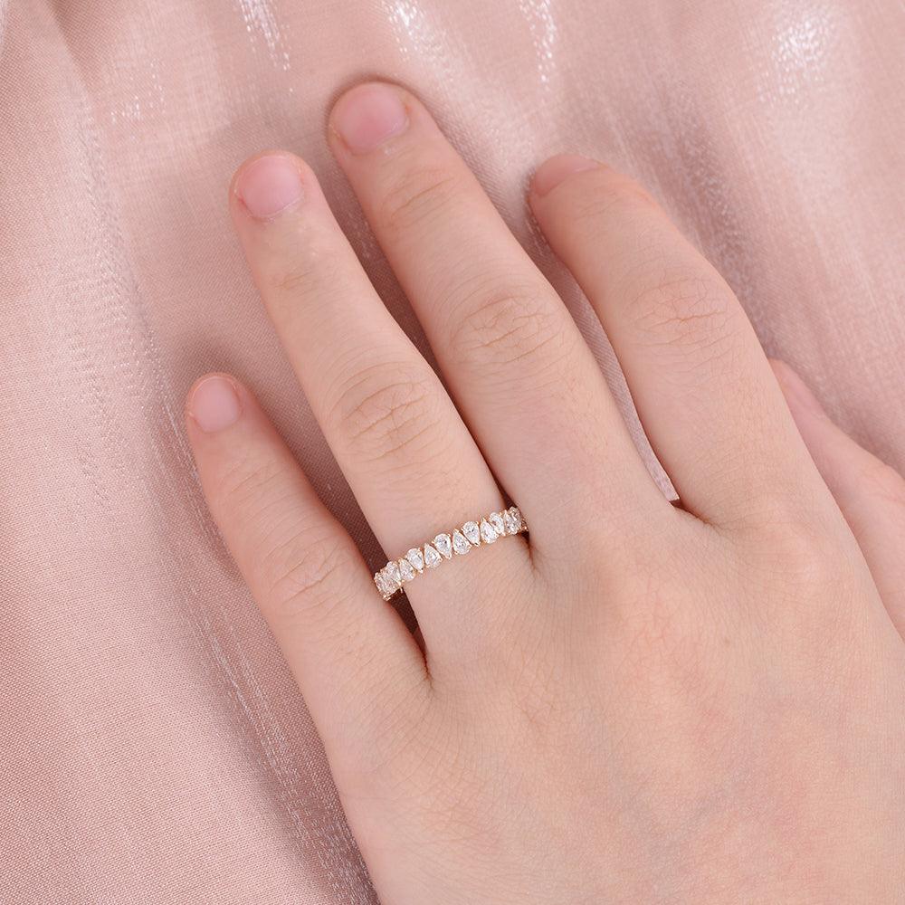 0.75 TCW Pear Moissanite Full Eternity Wedding Band