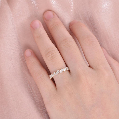 0.75 TCW Pear Moissanite Full Eternity Wedding Band