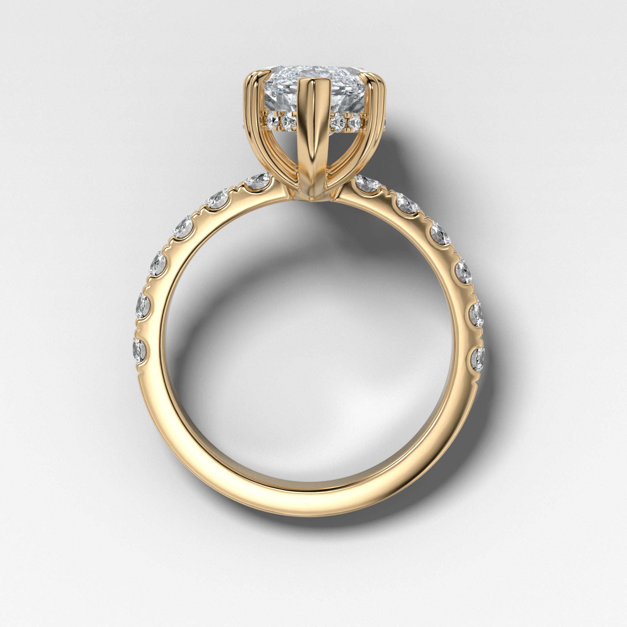2 CT - 4 CT Marquise Cut Lab grown Diamond Hidden Halo & Pave Engagement Ring