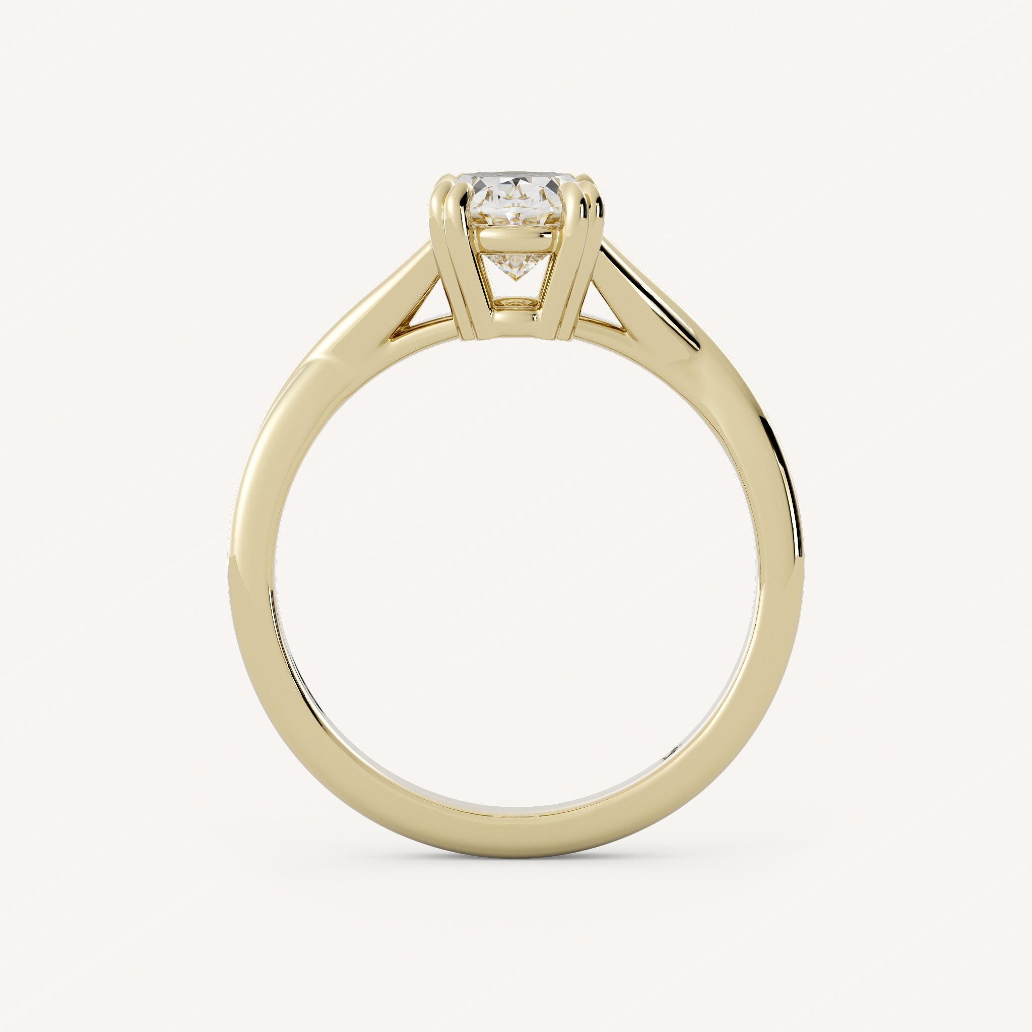 1 CT - 3 CT Oval Cut Lab grown Diamond Twisted Solitaire Engagement Ring