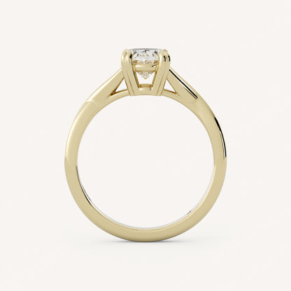 1 CT - 3 CT Oval Cut Lab grown Diamond Twisted Solitaire Engagement Ring