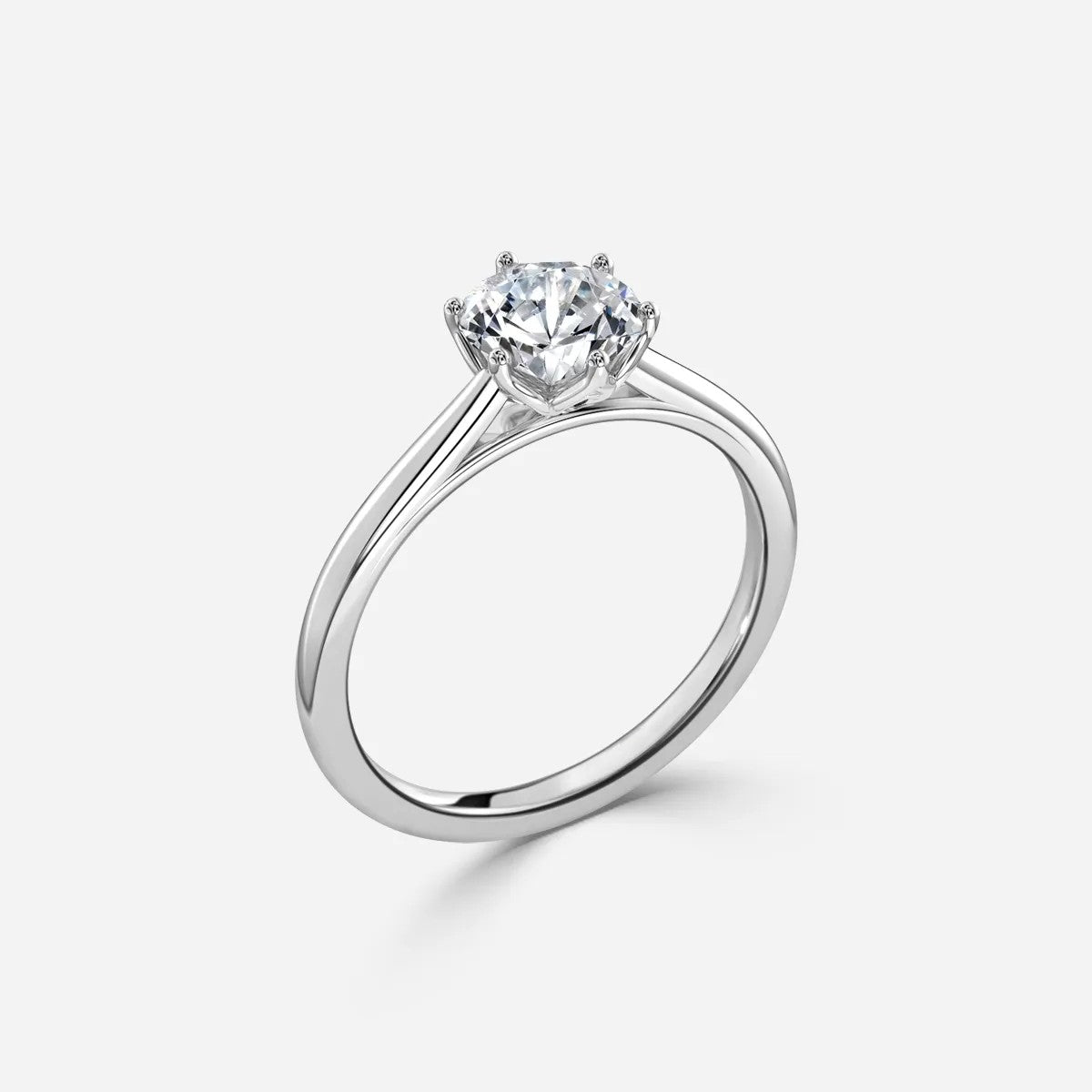 1.67 CT - 2.67 CT Round Cut Solitaire Petal Prong Moissanite Engagement Ring