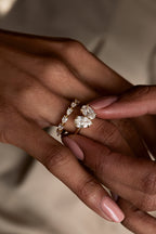 0.6 TCW Pear Moissanite Pave Wedding Band