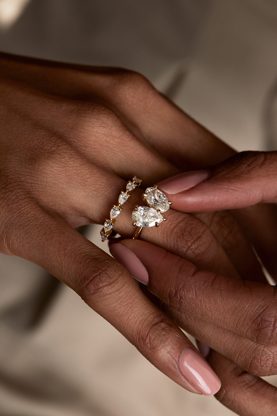 0.6 TCW Pear Moissanite Pave Wedding Band