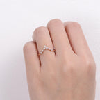 0.25 TCW Marquise & Round Moissanite V-Shape Pave Wedding Band