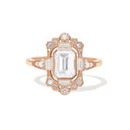 1.5 CT Emerald Cut Moissanite Fairmont Mosaic Engagement Ring
