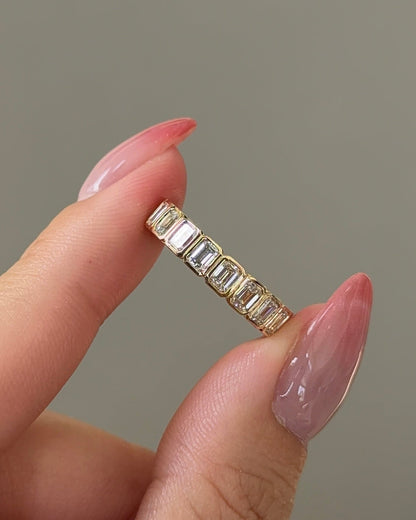 1.95 TCW Emerald CVD Diamond Bezel Eternity Wedding Band