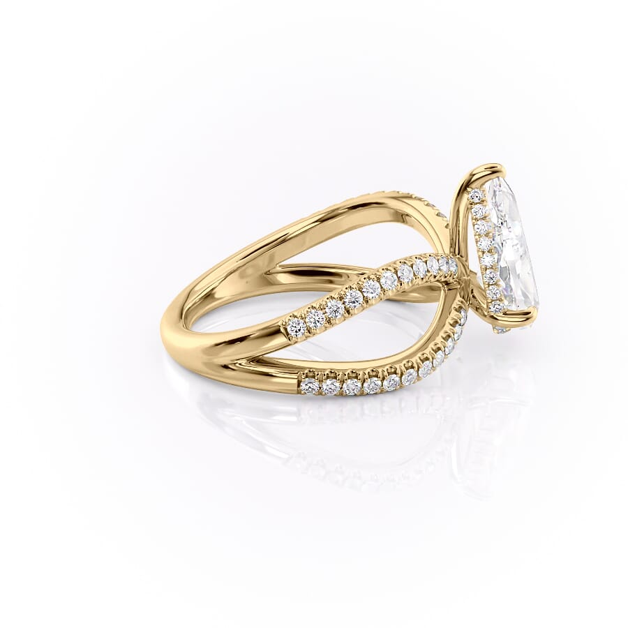 2 CT - 3 CT Pear Cut Criss-Cross Pave Moissanite Engagement Ring