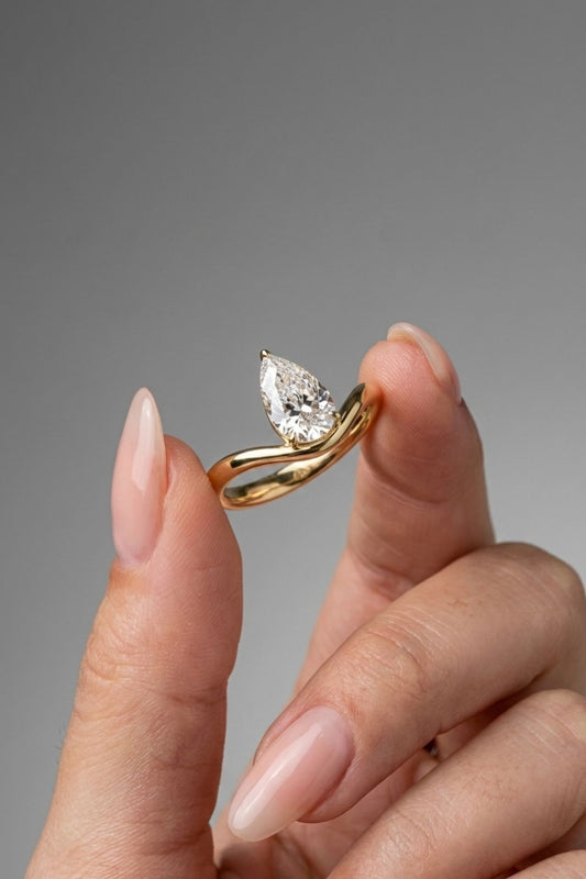 Pear Cut Solitaire Moissanite Engagement Ring