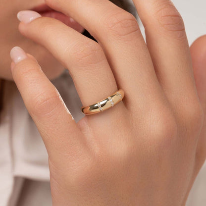 0.08 TCW Round Moissanite Pave Unique Wedding Band