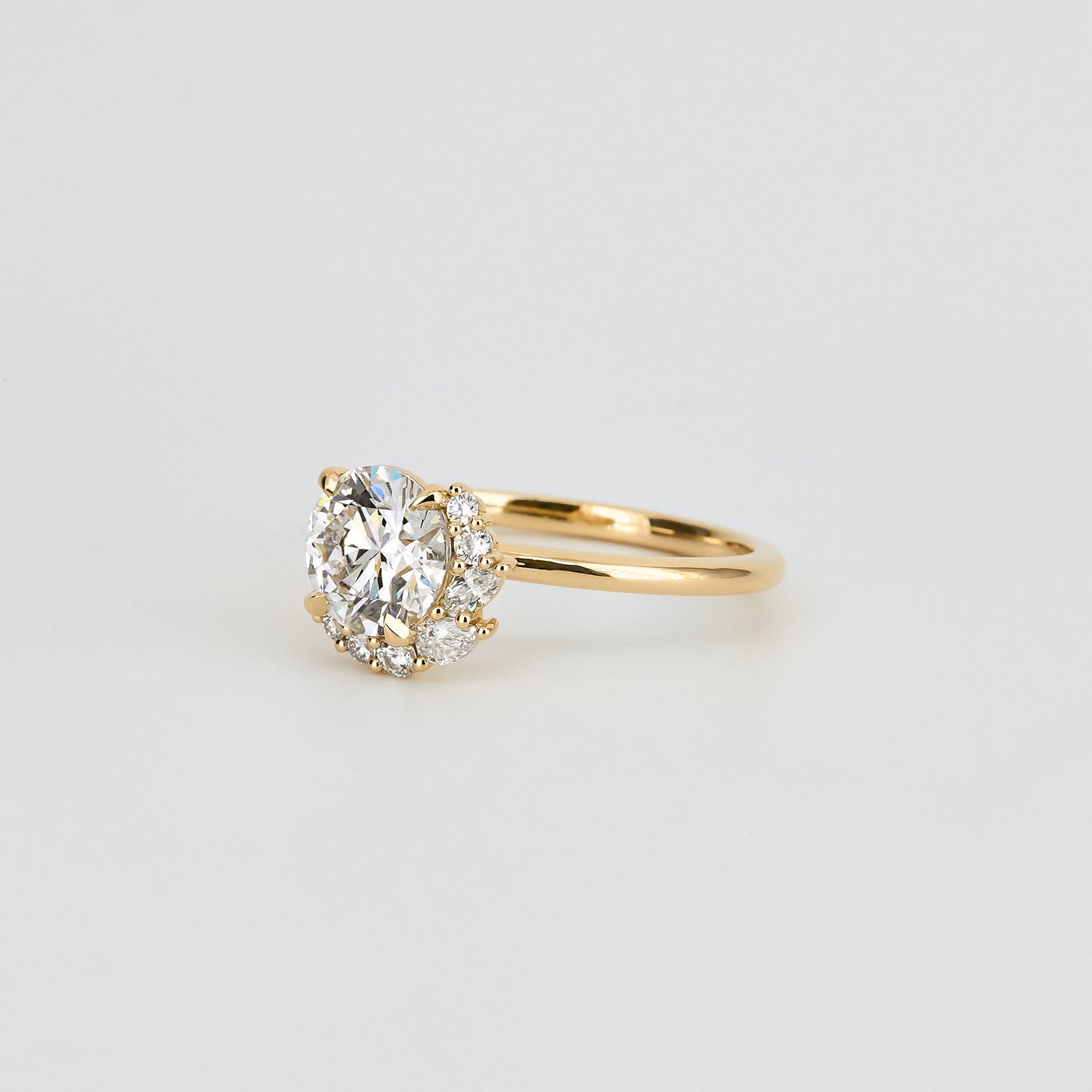 1.24 CT - 3.24 CT Round Brilliant Cut Lab grown Diamond Cluster Engagement Ring