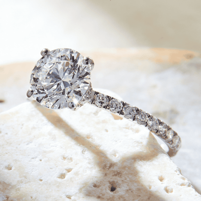1.5 CT Round Cut Hidden Halo & Pave Moissanite Engagement Ring