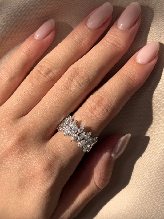 2.12 TCW Marquise Cut CVD Diamond Half Eternity Wedding Band