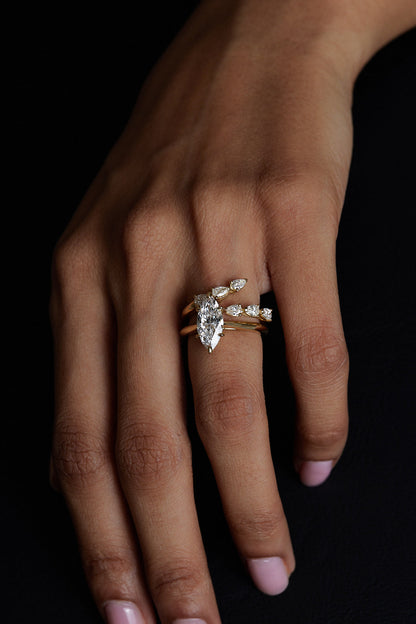 0.12 TCW Pear Moissanite Open Pave Wedding Band