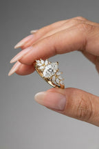 Marquise Cut Cluster Moissanite Engagement Ring