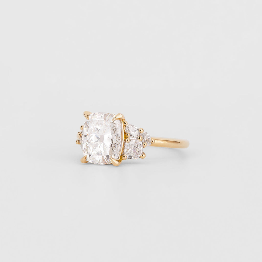 2.51 CT - 3.51 CT Elongated Cushion Cut Lab grown Diamond Cluster Engagement Ring