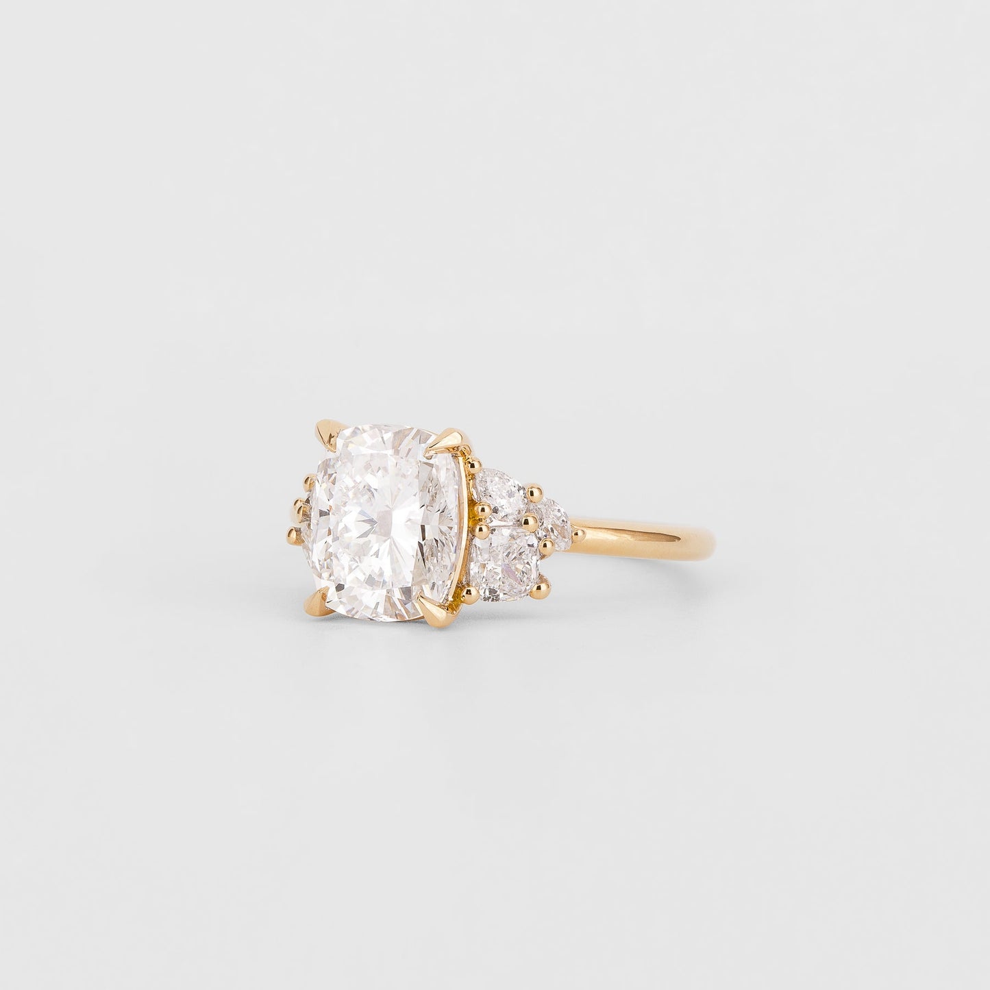 2.51 CT - 3.51 CT Elongated Cushion Cut Lab grown Diamond Cluster Engagement Ring