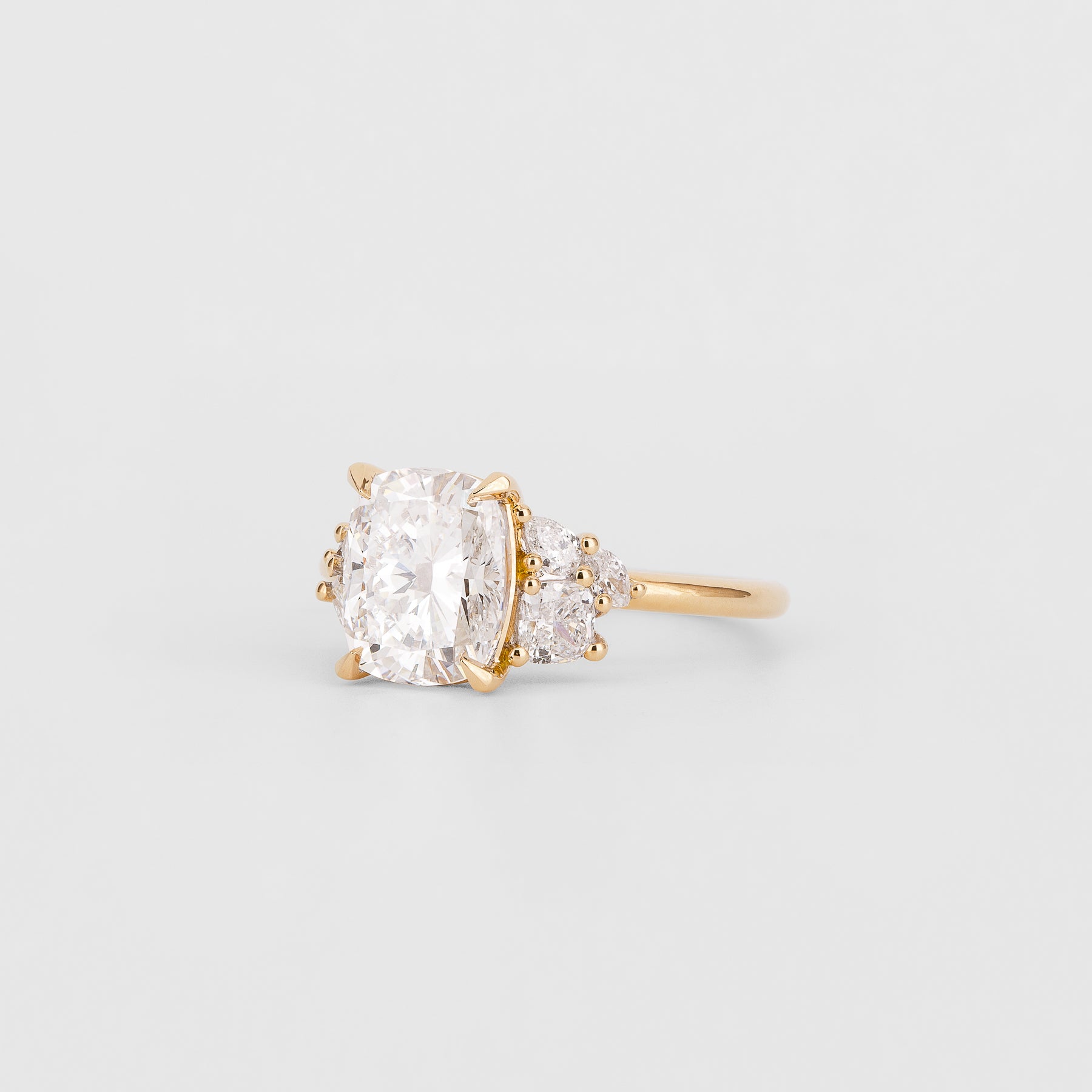 2.51 CT - 3.51 CT Elongated Cushion Cut Lab grown Diamond Cluster Engagement Ring