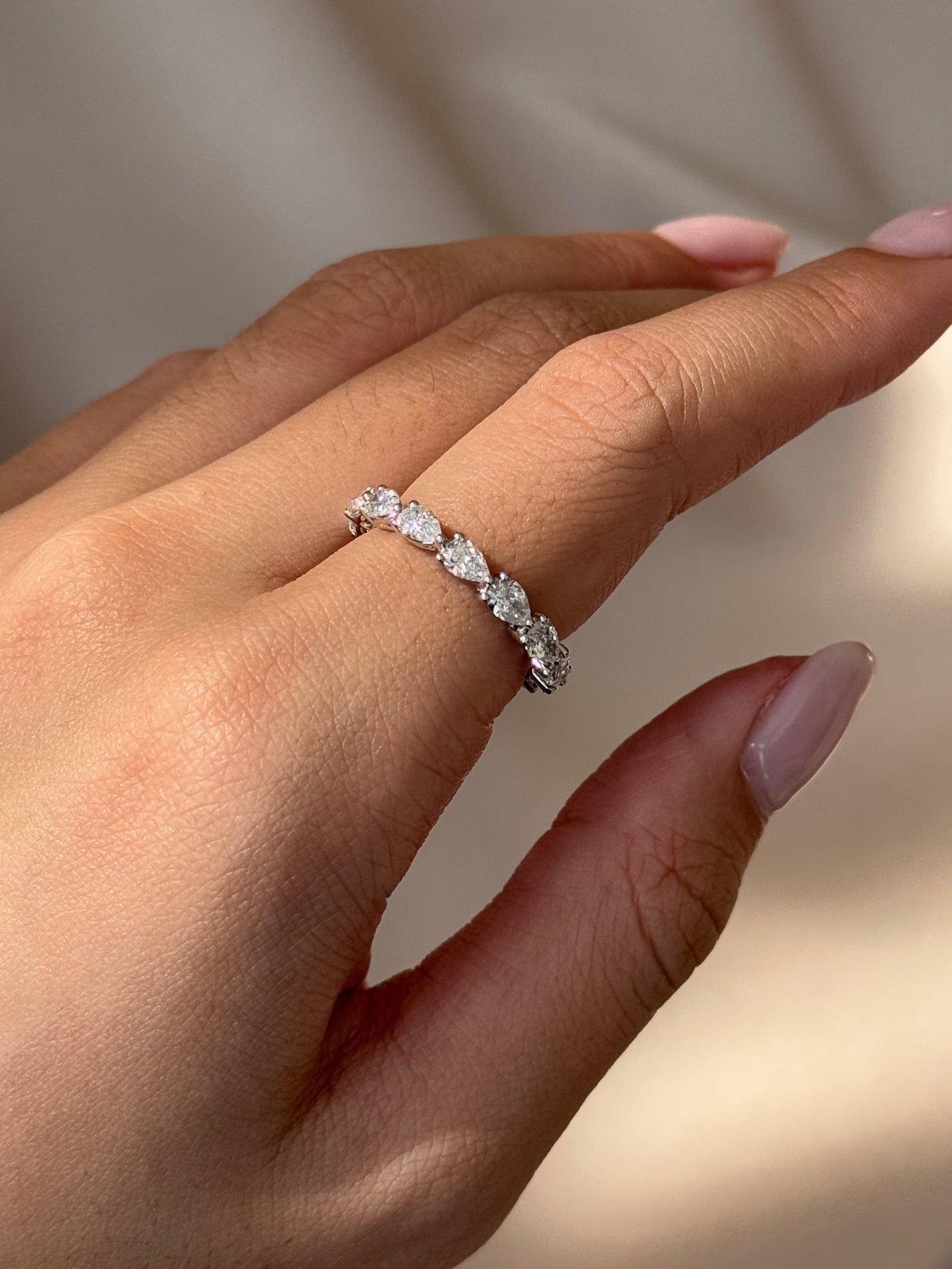 2.18 TCW Pear CVD Diamond Full Eternity Wedding Band