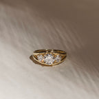 1.5 CT Round Cut Three Stone Semi Bezel Moissanite Engagement Ring