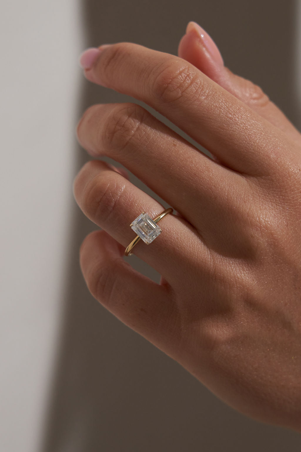 1 CT - 2 CT Emerald Cut Solitaire Moissanite Engagement Ring