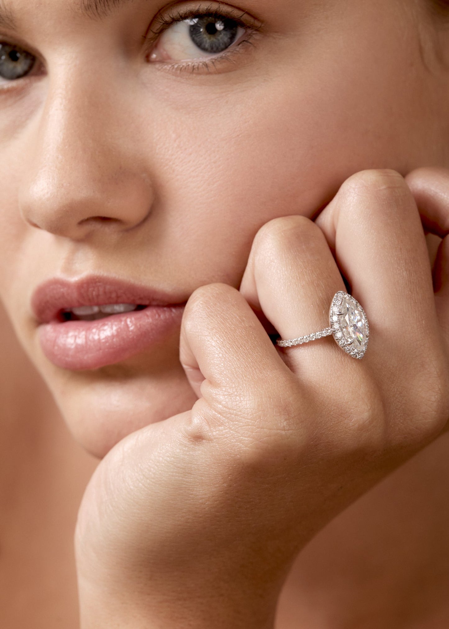 2.5 CT - 3.5 CT Marquise Cut Halo & Pave Moissanite Engagement Ring