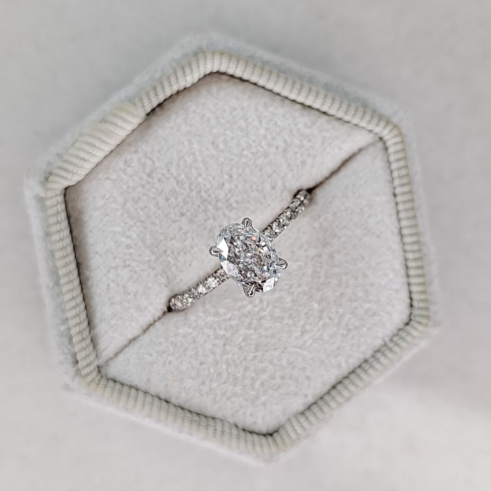 1 CT Oval Cut Hidden Halo Pave Moissanite Engagement Ring