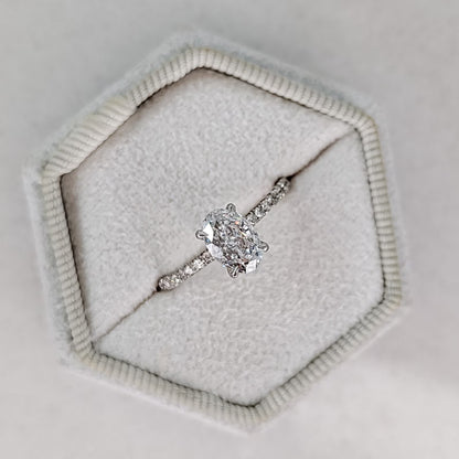 1 CT Oval Cut Hidden Halo Pave Moissanite Engagement Ring