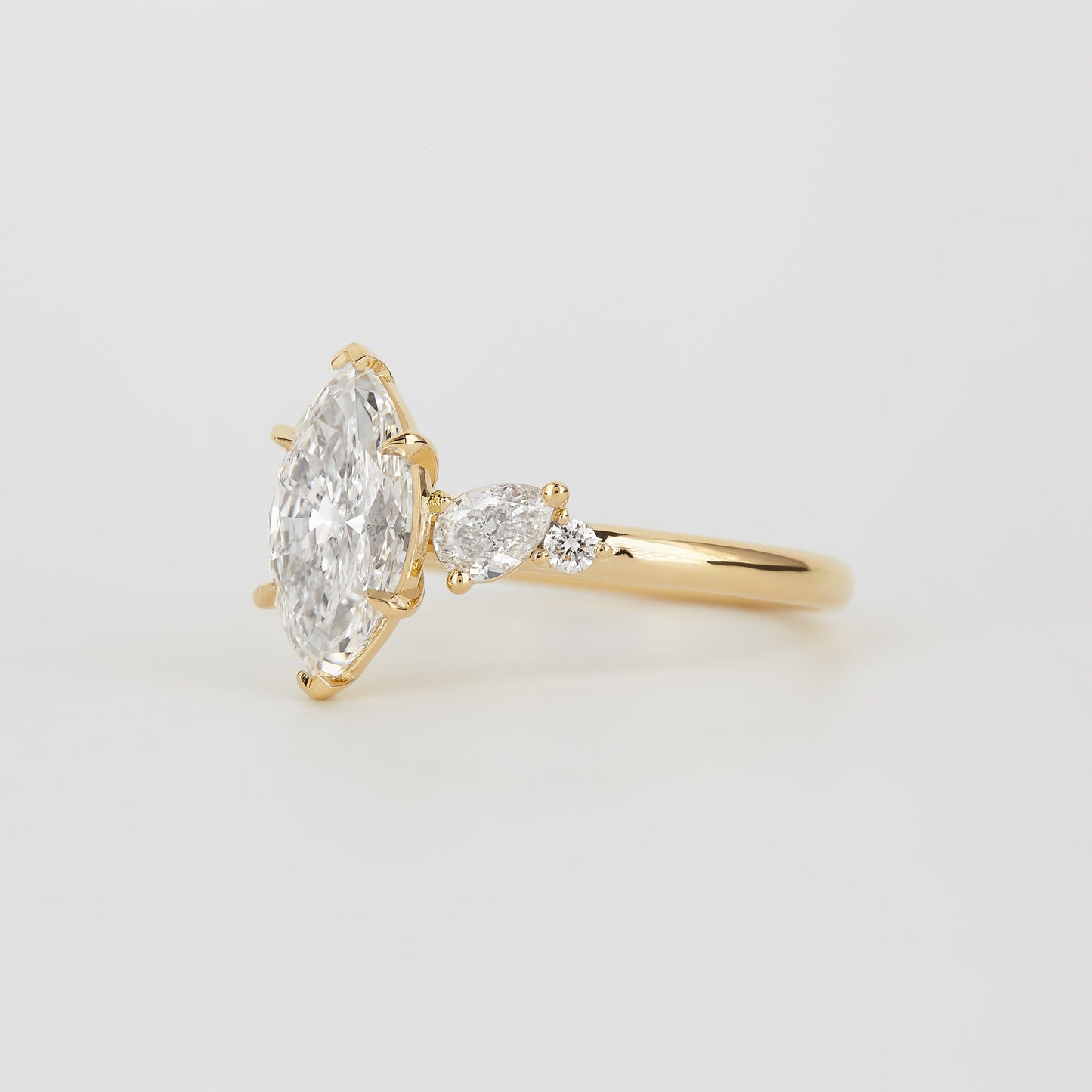 1.52 CT - 2.52 CT Marquise Cut Lab grown Diamond Cluster Engagement Ring