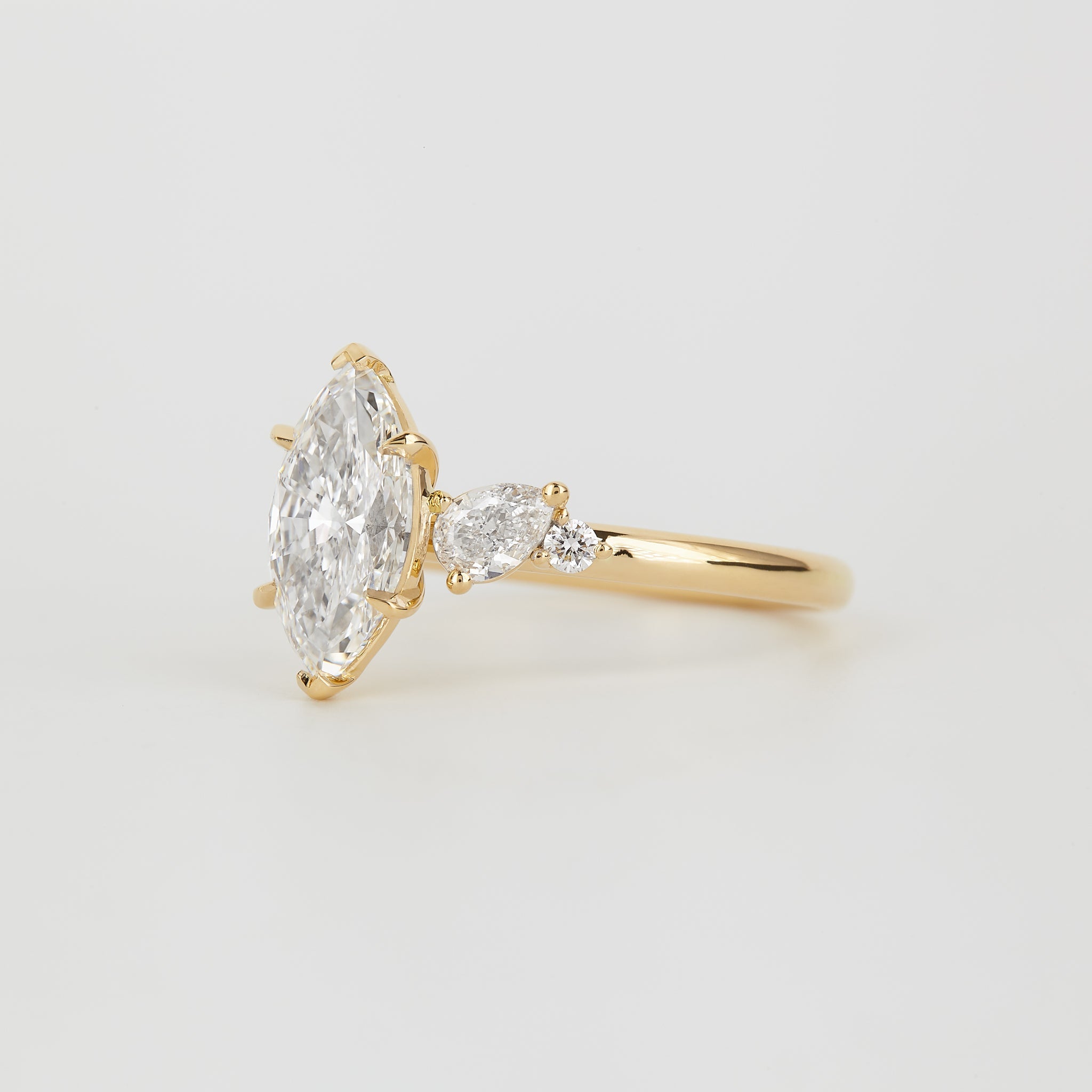 1.52 CT - 2.52 CT Marquise Cut Lab grown Diamond Cluster Engagement Ring