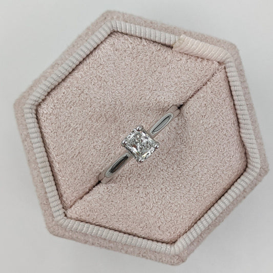 0.46 CT Radiant Cut Solitaire Moissanite Engagement Ring