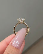 3.10 CT Cushion Cut Lab grown Diamond Hidden Halo Engagement Ring