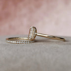 2.0 CT Emerald Cut Hidden Halo Moissanite Solitaire Bridal Set