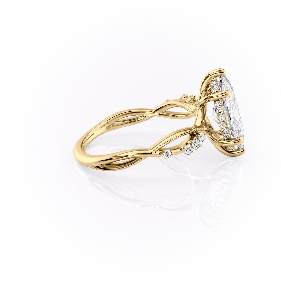 2 CT - 3 CT Marquise Cut Hidden Halo & Twisted Cluster Set Moissanite Engagement Ring