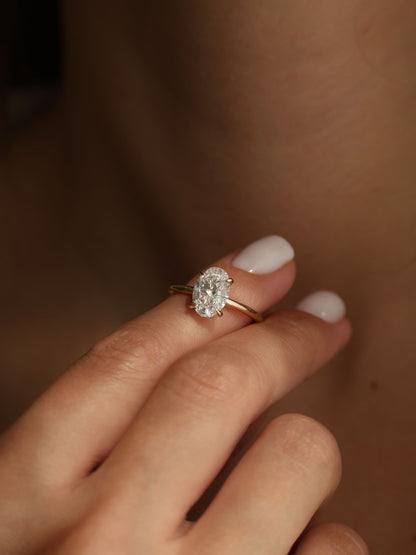 1 CT - 3 CT Oval Cut Lab grown Diamond Solitaire Engagement Ring