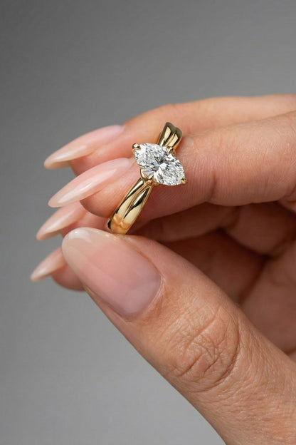 Oval Cut Solitaire Style Flower Moissanite Engagement Ring