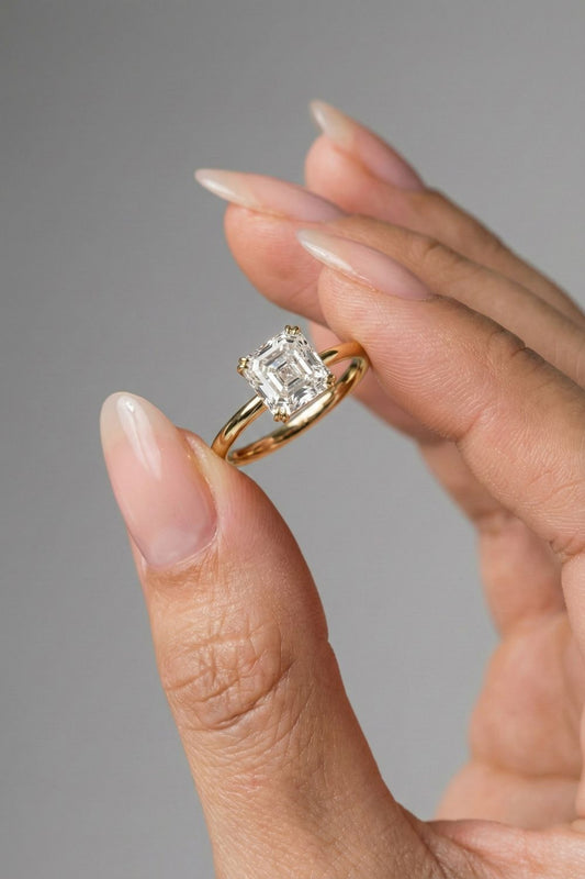 Asscher Cut Lab grown Diamond Solitaire Engagement Ring