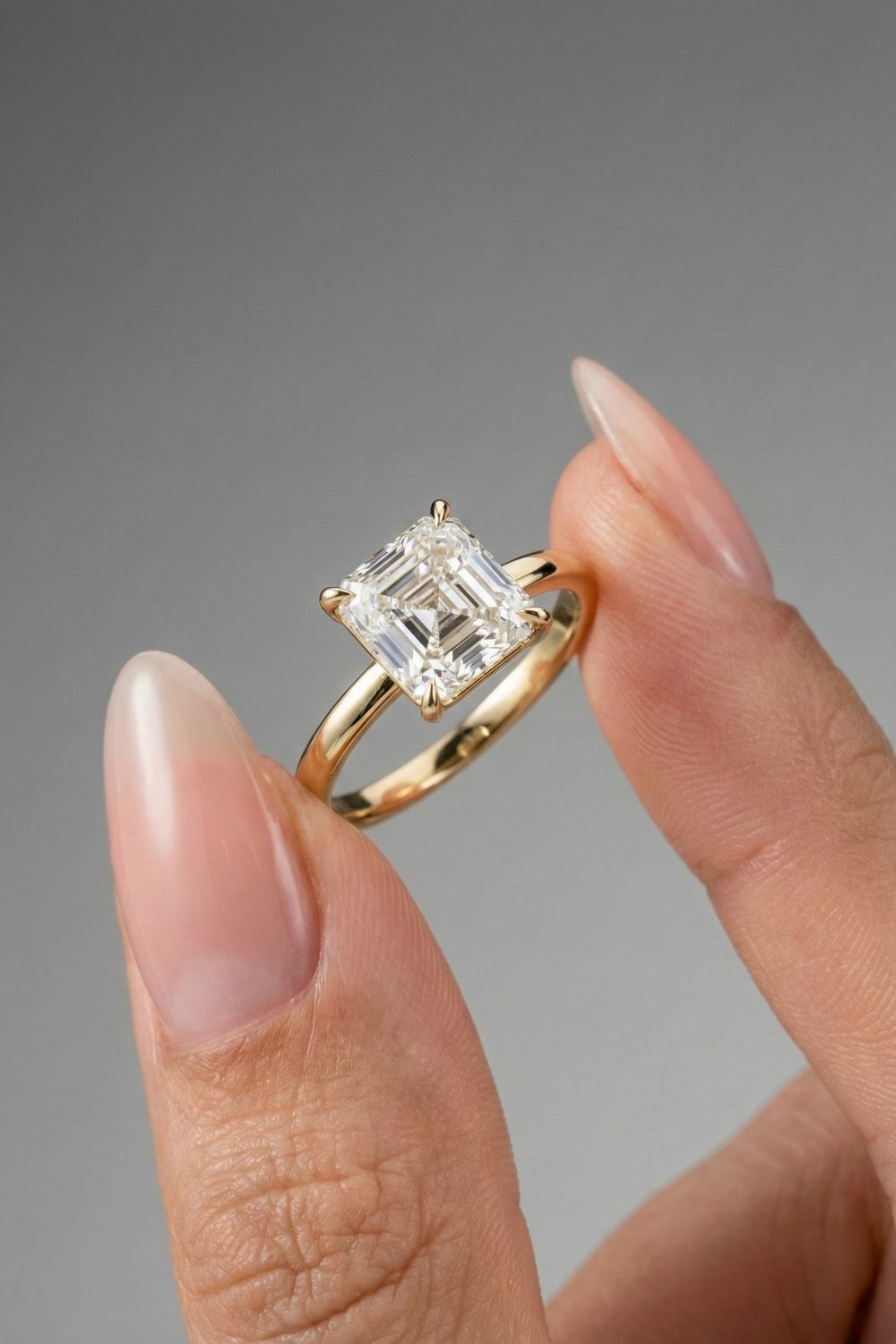 Asscher Cut Lab grown Diamond Solitaire Engagement Ring