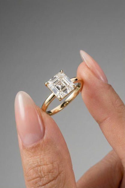 Asscher Cut Lab grown Diamond Solitaire Engagement Ring
