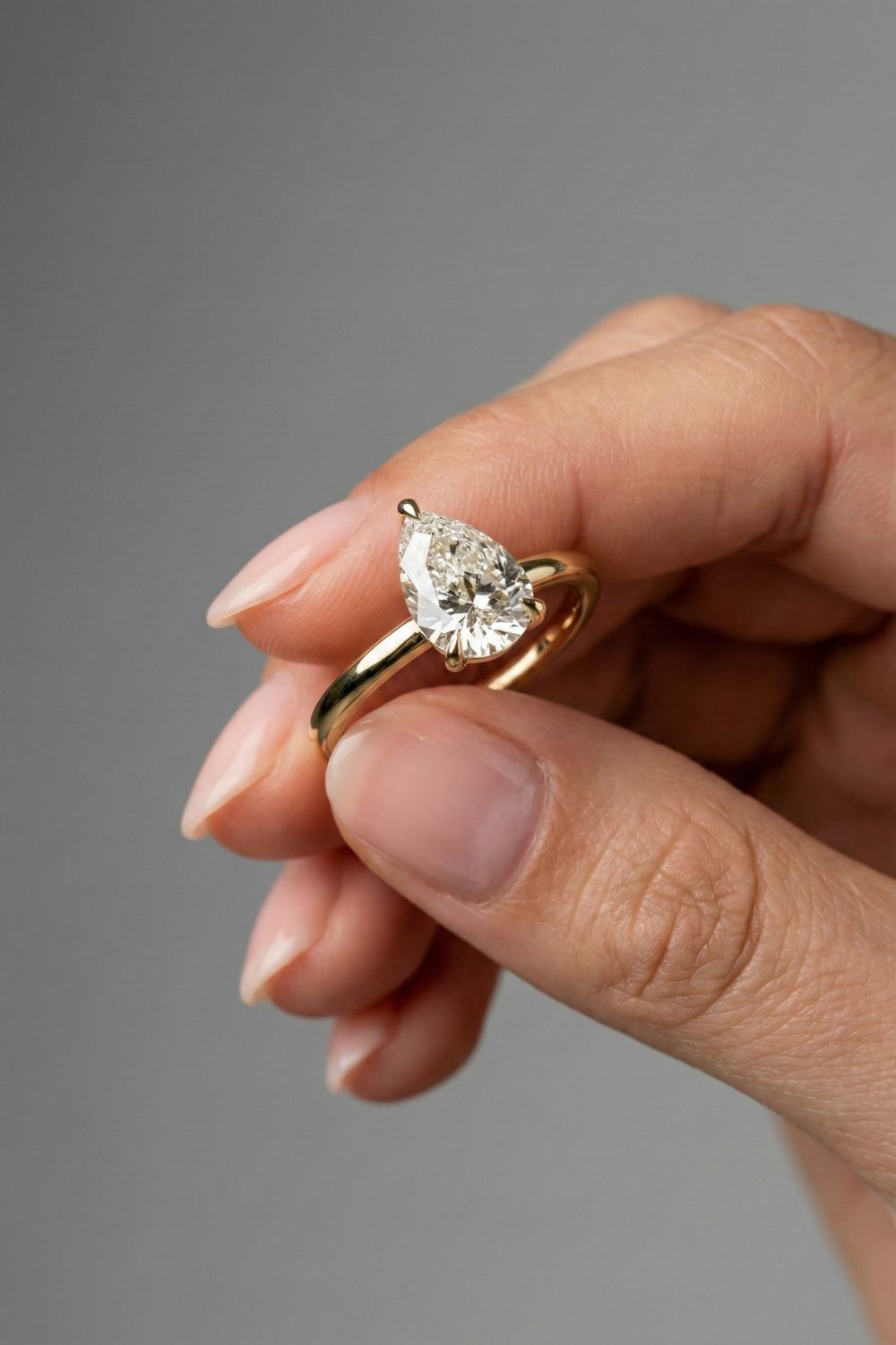 Pear Cut Lab grown Diamond Solitaire Engagement Ring