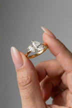 Pear Cut Two Stone Moissanite Engagement Ring