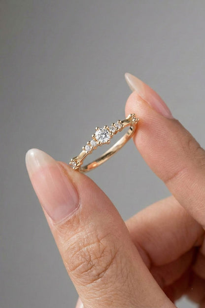 Round Moissanite Scattered Wedding Band