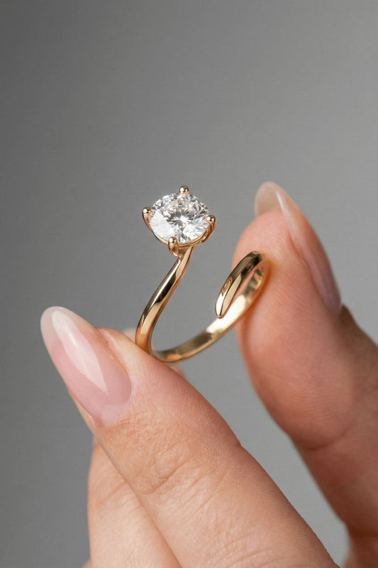 Round Cut Open Bypass Moissanite Engagement Ring